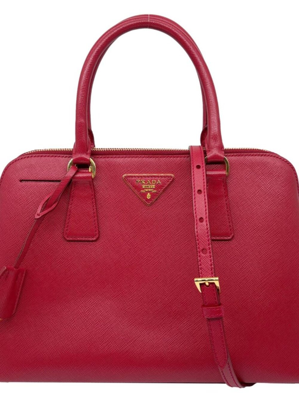 Prada Promenade Medium Saffiano Lux Leather Shoulder Bag Red
